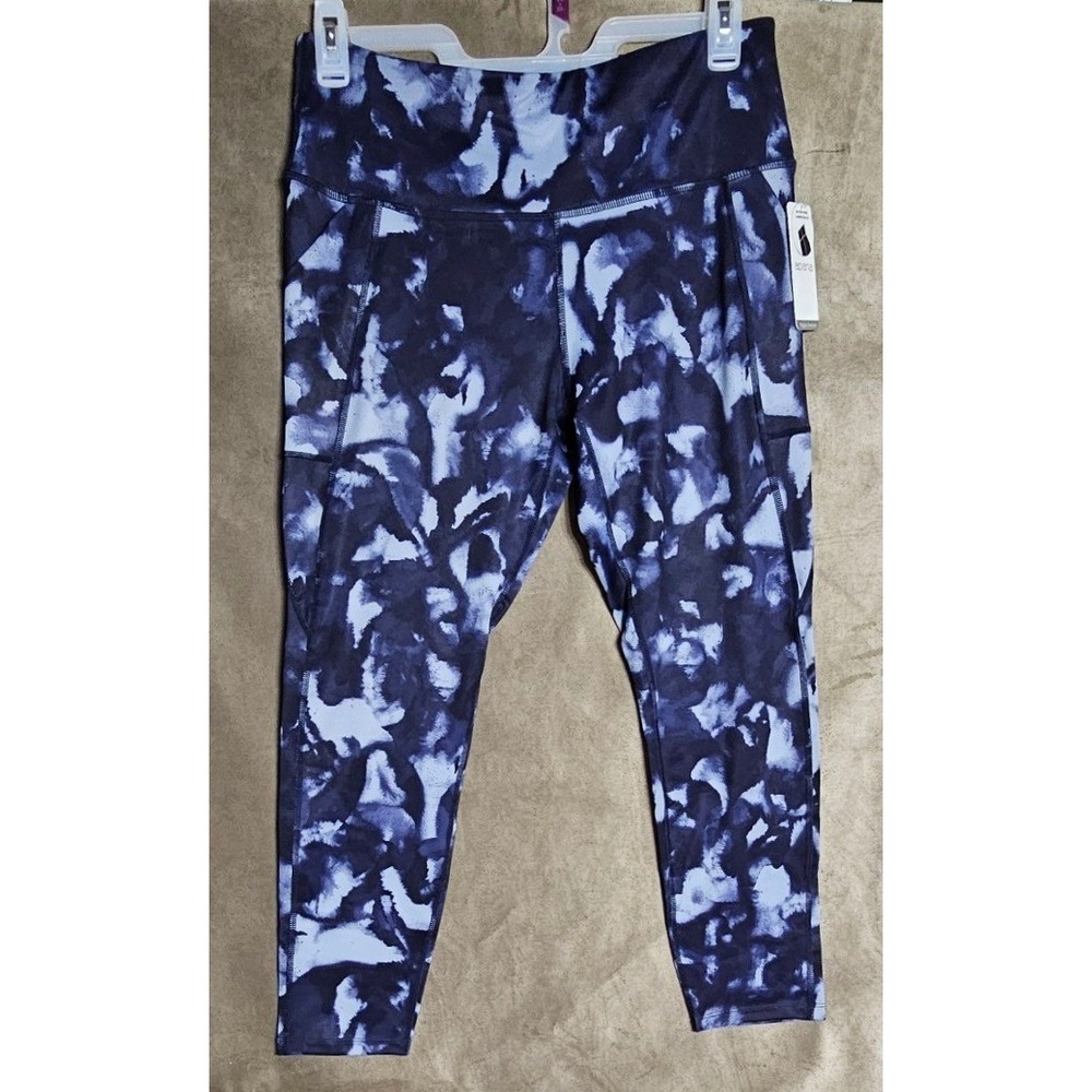 Apana Womens XL Yoga Leggings‎ Smokey Tie Dye Black Combo AF1951 NWT